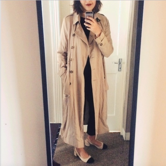 Pull&Bear special edition long cream tan trench coat - Picture 6 of 6